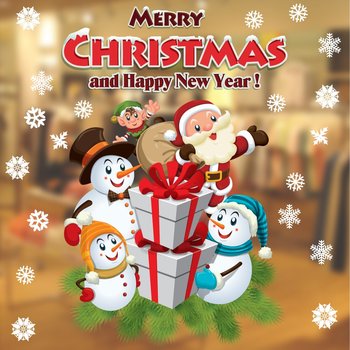 Decal trang trí ông già noel và những người bạn 3