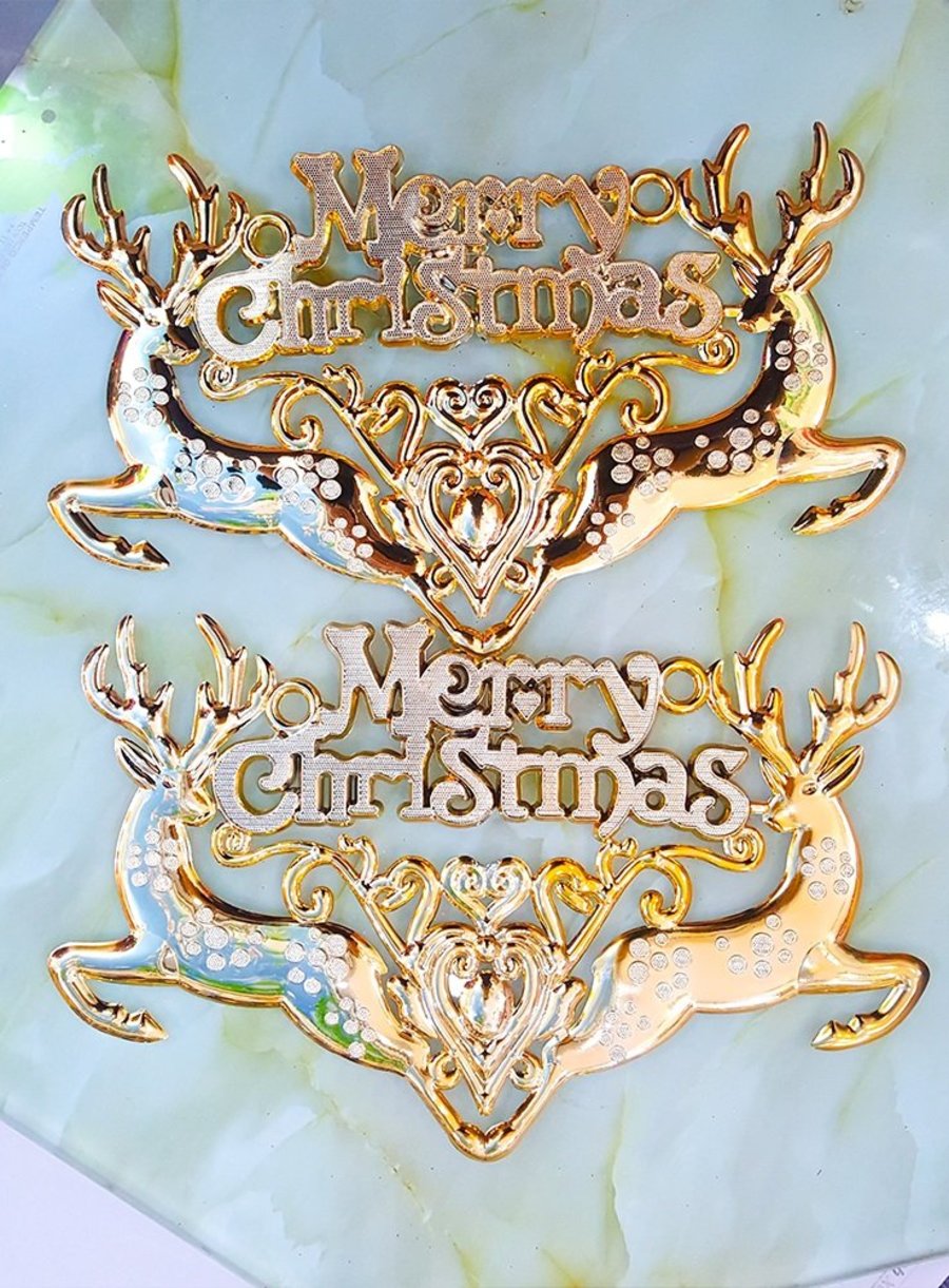 Đồ trang trí noel bảng treo merry christmas và nai