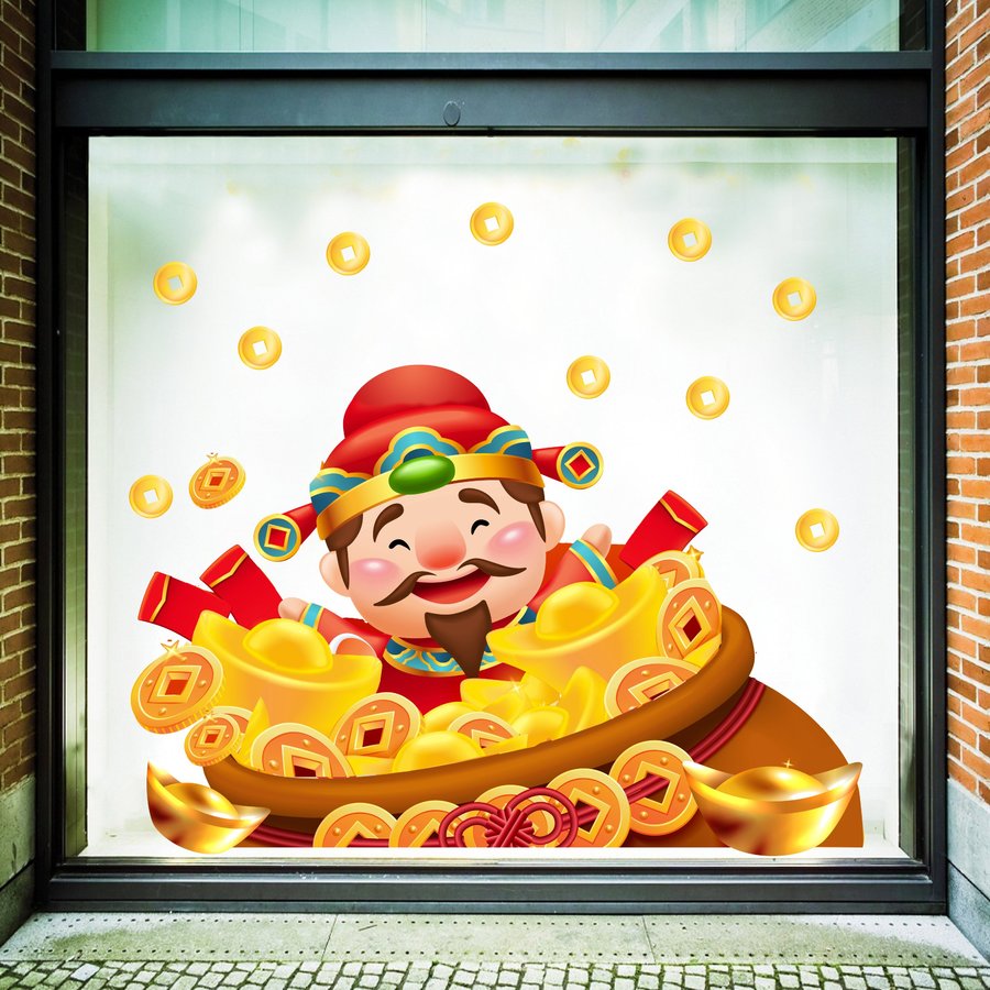 Decal trang trí tết thần tài vàng