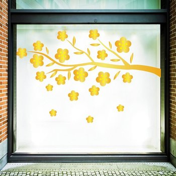 Decal trang trí tết cành mai vàng tài lộc mẫu 2