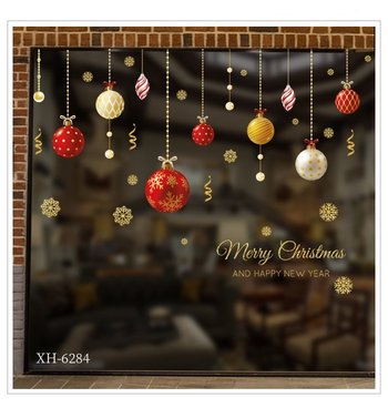 Decal trang trí noel dây treo quả châu 2021