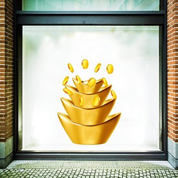 Decal trang trí tết thỏi vàng tài lộc