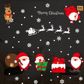 Decal trang trí ông già noel và tuần lộc trắng