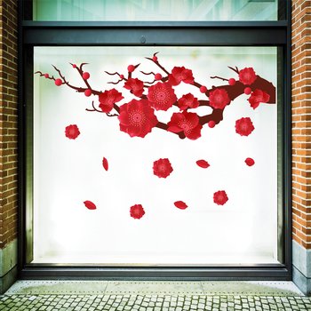 Decal trang trí tết Hoa đào sum vầy