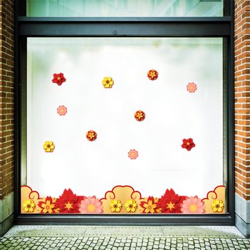 Decal trang trí tết họa tiết bông hoa