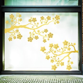 Combo Decal trang trí tết họa tiết cành mai đào rực rỡ