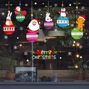 Decal trang trí noel quả châu và những người bạn noel
