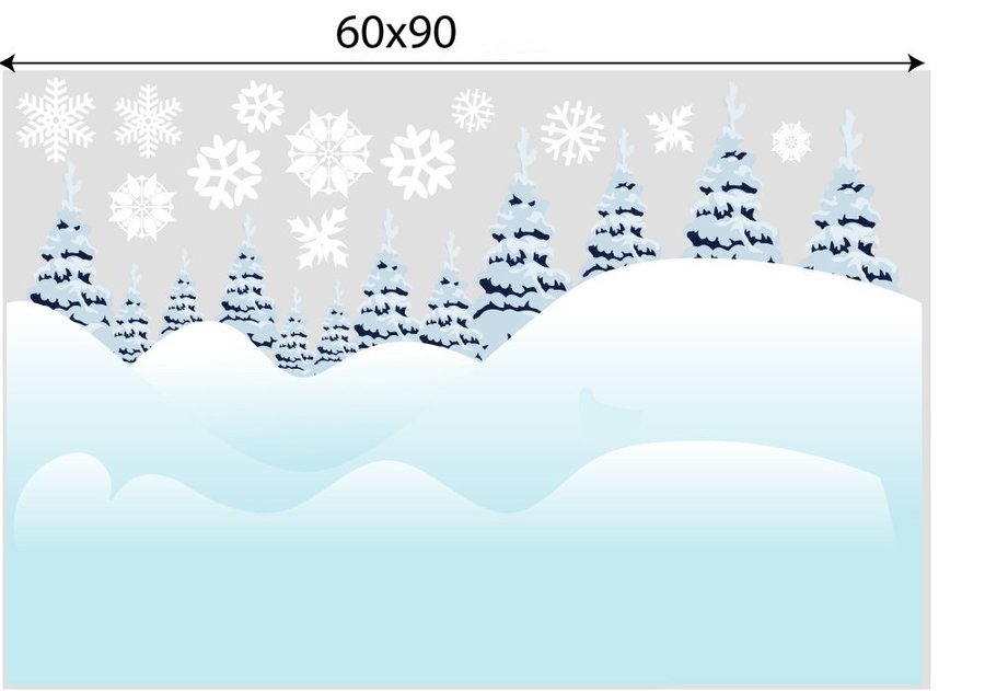 Decal trang trí chân tường rừng thông tuyết