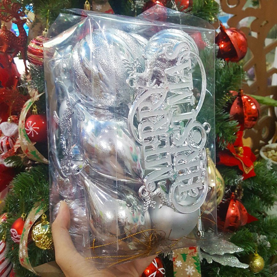 Hộp châu bạc nhiều phụ kiện trang trí noel