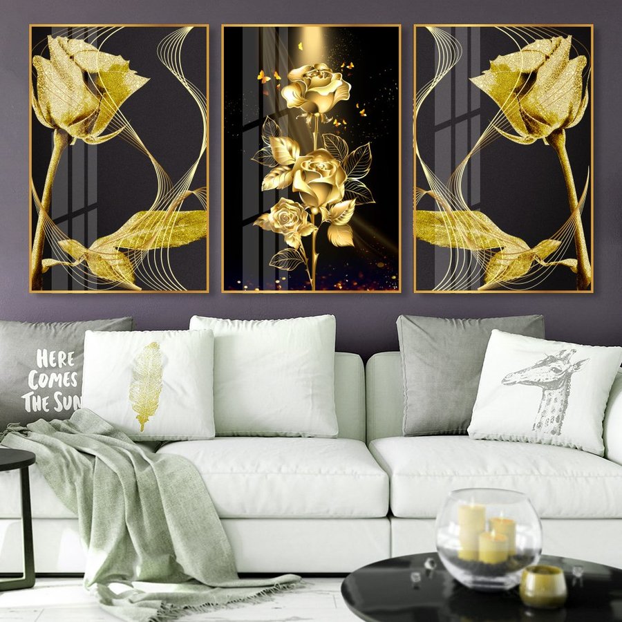 Tranh treo tường hoa hồng vàng 2