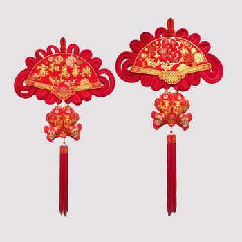 Liễn Quạt Cá Chép Vàng Và Chữ Phúc Trang Trí Tết