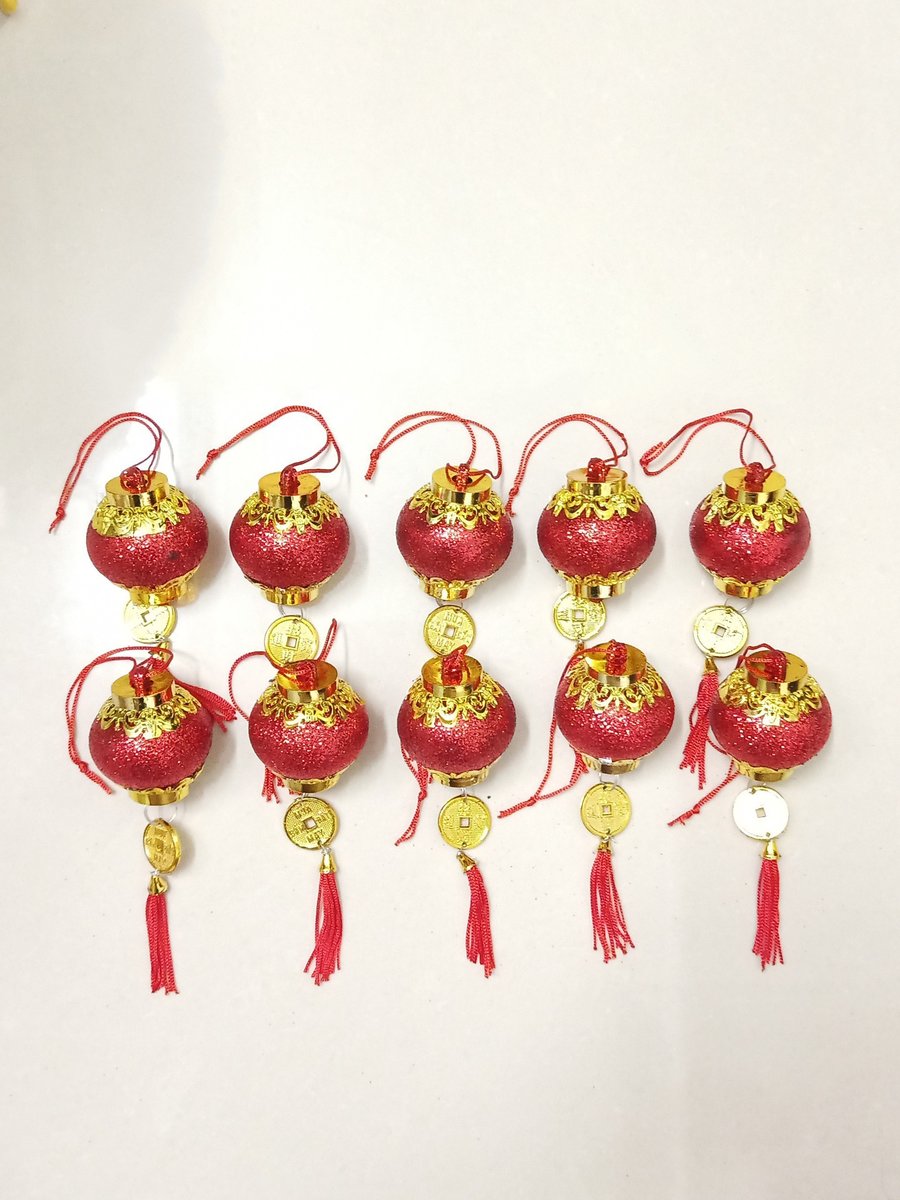 Lộc treo Lồng đèn đỏ kim tuyến 02 (10 cái)