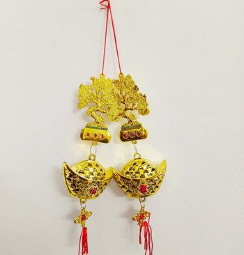 Combo 2 Dây Lộc treo trang trí tết Cây mai vàng và thỏi vàng lớn