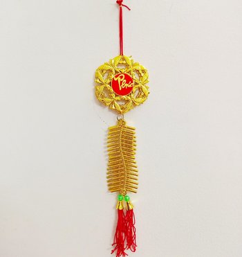 Combo 2 Lộc treo Cá chép chữ phúc và dây pháo vàng (69)