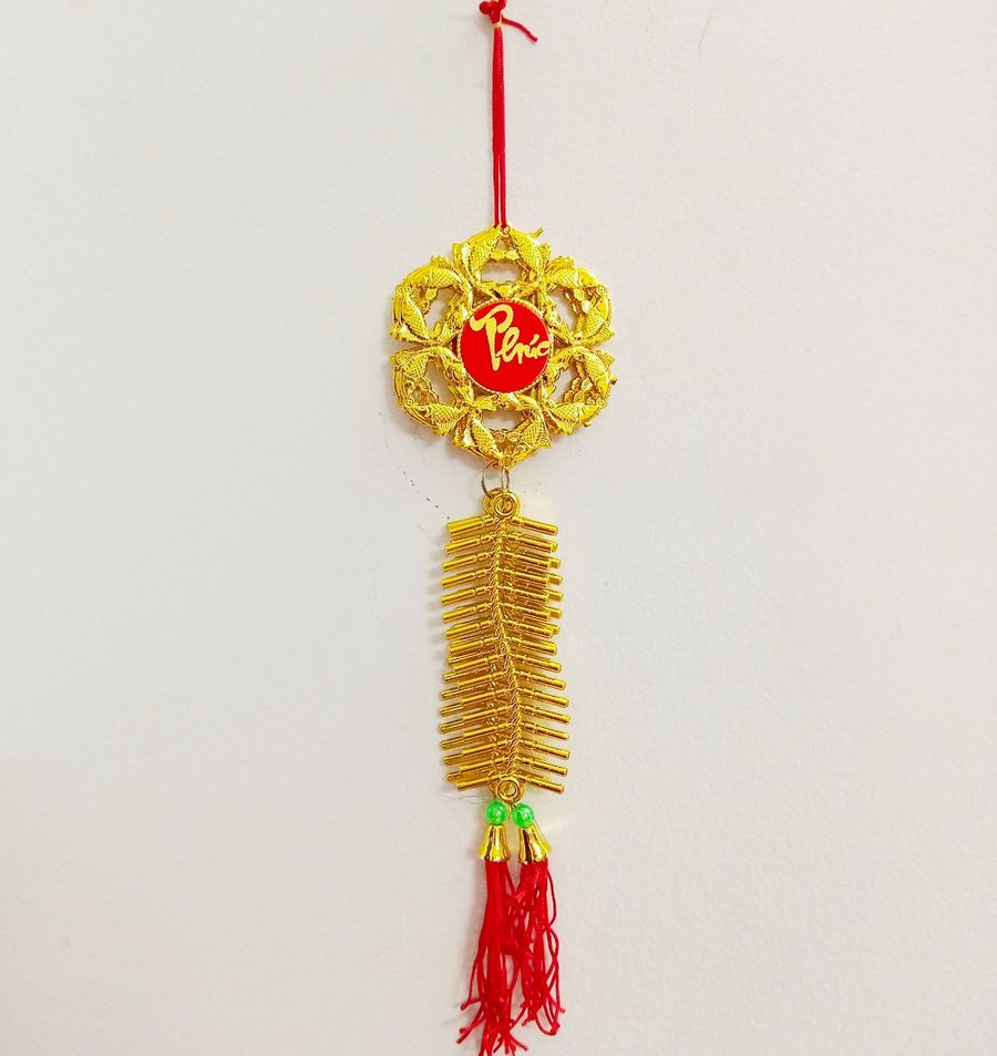 Combo 2 Lộc treo Cá chép chữ phúc và dây pháo vàng (69)