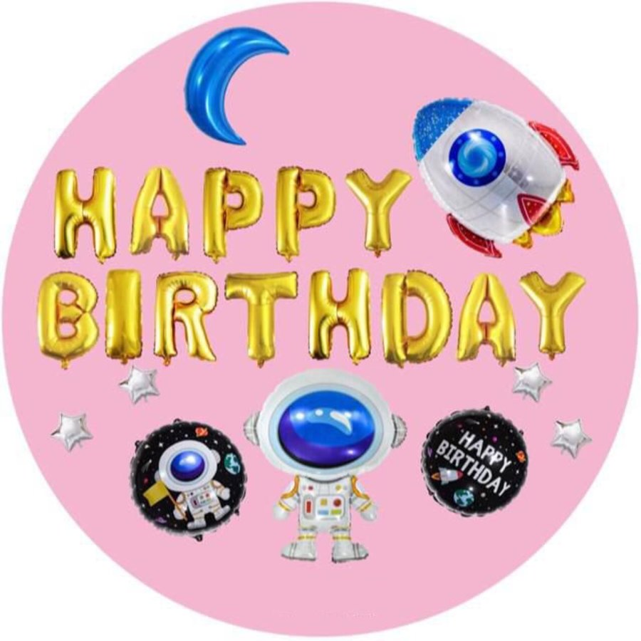 Set Bóng Trang Trí Sinh Nhật Happy Birthday Phi hành gia