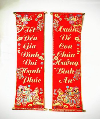 Bộ Liễn Câu Đối Tết đến hạnh phúc - Xuân về bình an