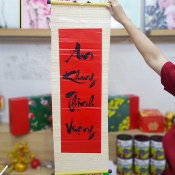 Liễn Mành Tre Trang Trí Tết An Khang Thịnh Vượng - Size lớn