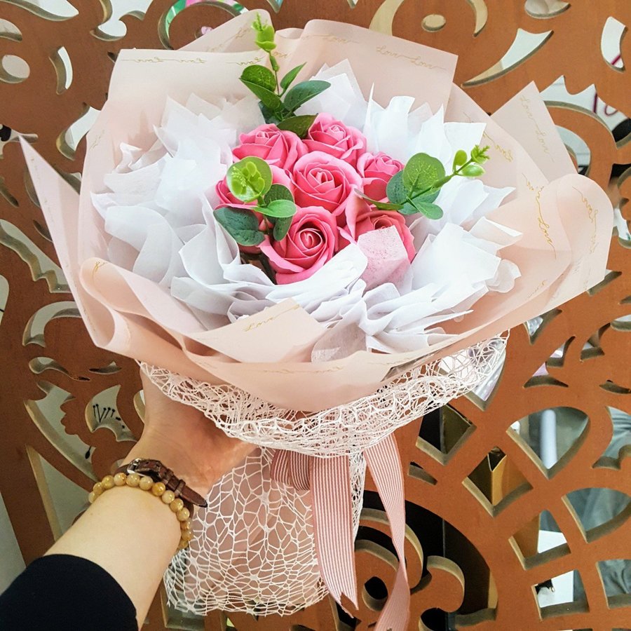 BÓ HOA SÁP HỒNG DÂU 7 BÔNG