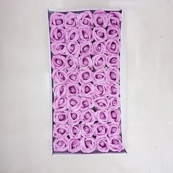 Hộp 50 đầu bông hoa hồng sáp màu tím