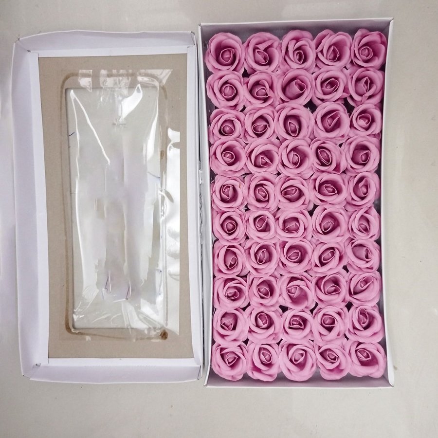 Hộp hoa hồng sáp thơm hồng phấn 50 bông 4 lớp cao cấp