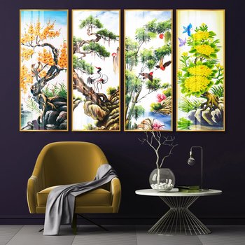 Tranh treo tường tứ quý mai tùng trúc cúc