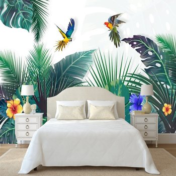 Tranh dán tường cặp vẹt giữa rừng nhiệt đới