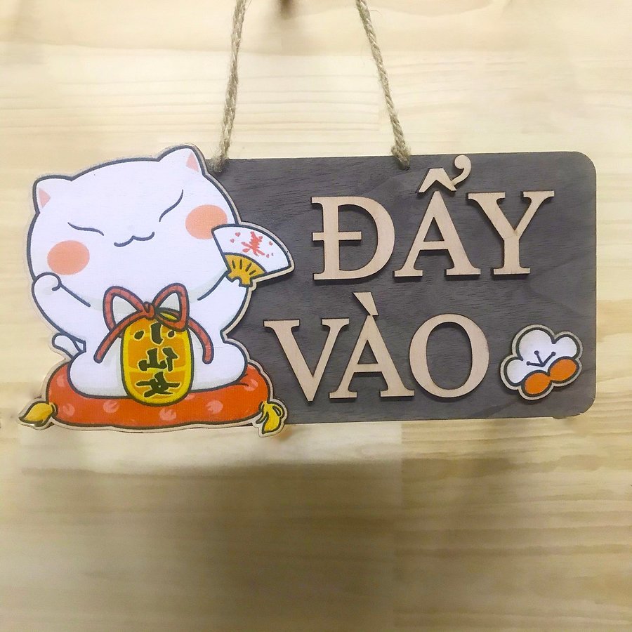 Bảng Gỗ Handmade Trang Trí 2 mặt kéo ra đẩy vào