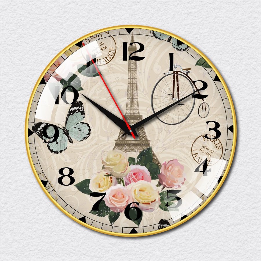 Đồng hồ vintage tháp và hoa