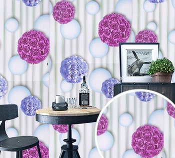 10m Giấy dán tường họa tiết hoa hồng tím
