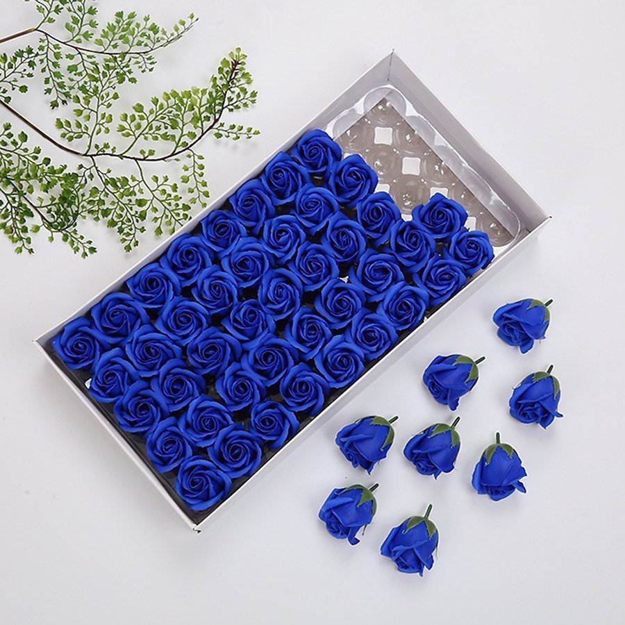 Hộp Hoa Hồng Sáp Thơm Màu Xanh Đậm hộp 50 cái