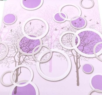 10m Giấy Dán Tường Họa Tiết Ô Tròn Tím