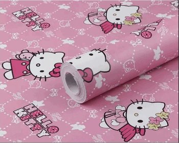 10m Giấy Dán Tường Hello Kitty Hồng Họa Tiết