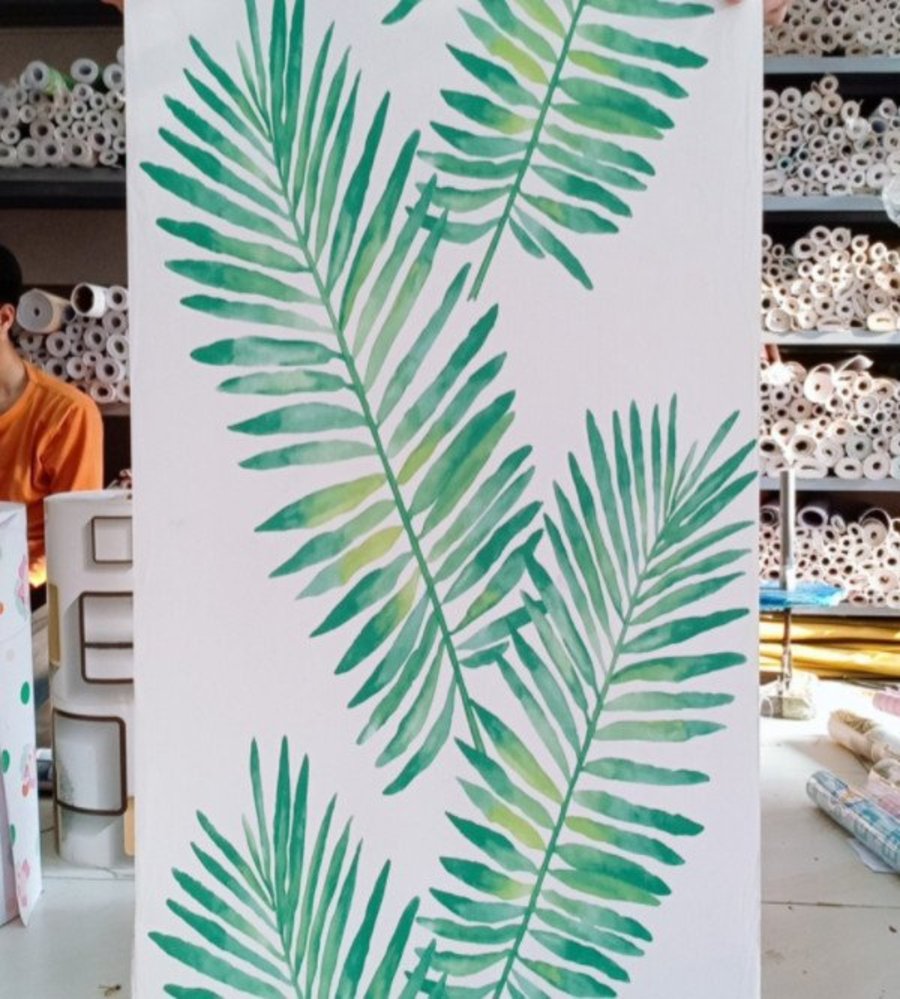 10m Giấy Dán Tường Lá Xanh