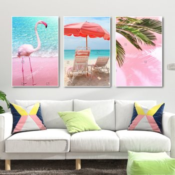 Tranh Treo Tường Biển Xanh Và Hồng Hạc