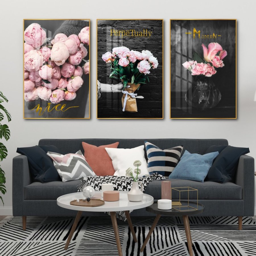 Tranh Treo Tường Hoa Mẫu Đơn Hồng 3