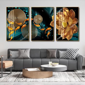 Tranh Tráng Gương 3D Cá Chép Và Hoa Sen