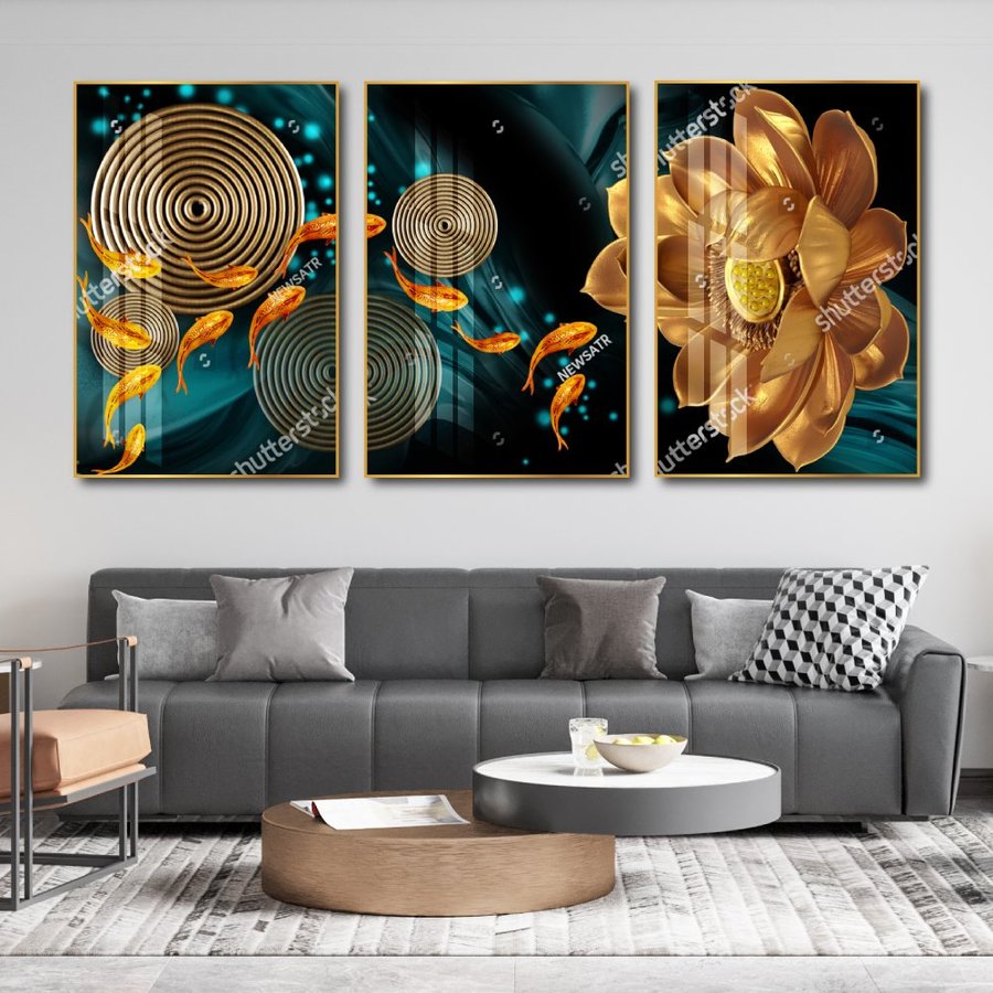 Tranh Tráng Gương 3D Cá Chép Và Hoa Sen