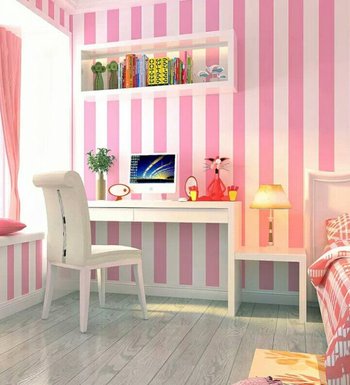 10m Giấy Dán Tường Sọc Trắng Hồng