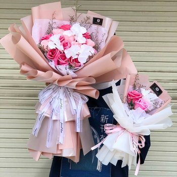 Combo bó hoa hồng sáp thơm pastel