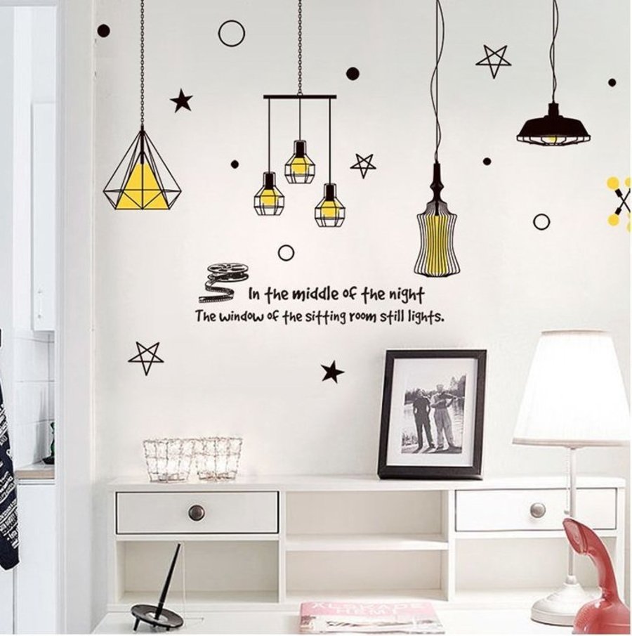 Decal chùm đèn sao vàng 2