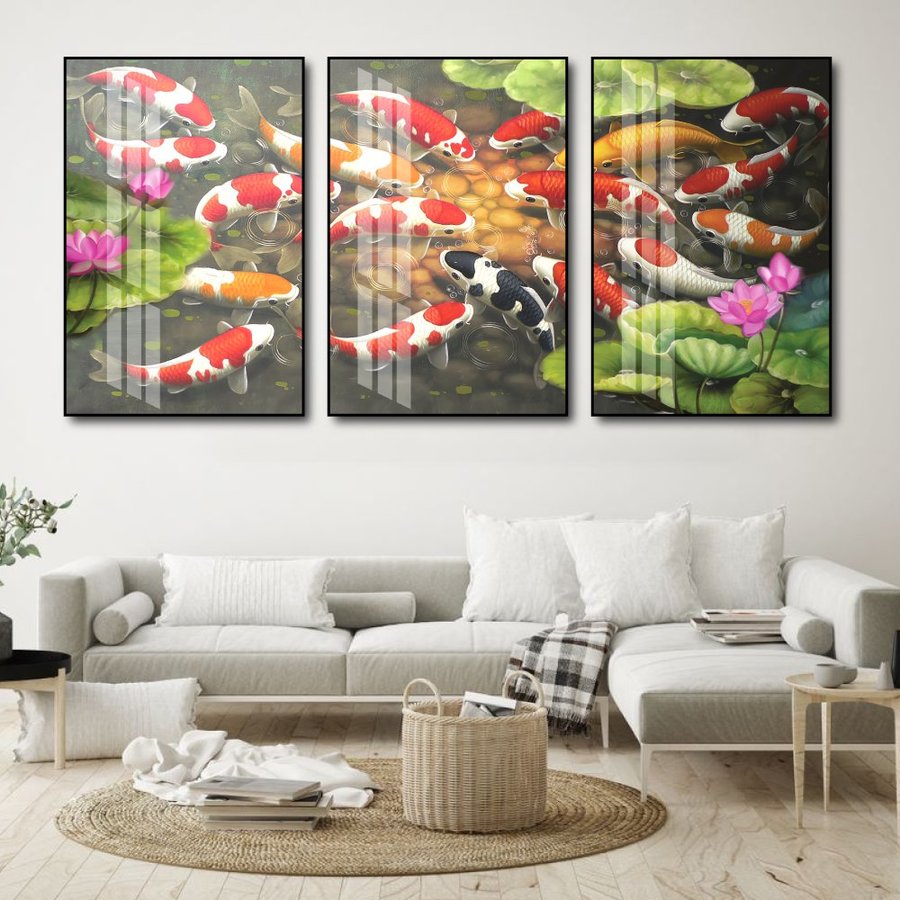 Tranh Treo Tường Cá Chép Bên Ao Sen