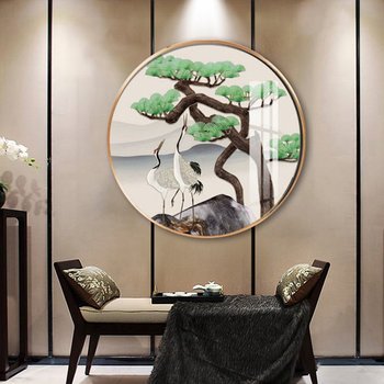 Tranh Tròn Tráng Gương Tùng Hạc Diên Niên