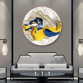 Tranh Tròn Tráng Gương Đôi Hươu Vàng Nghệ Thuật 5