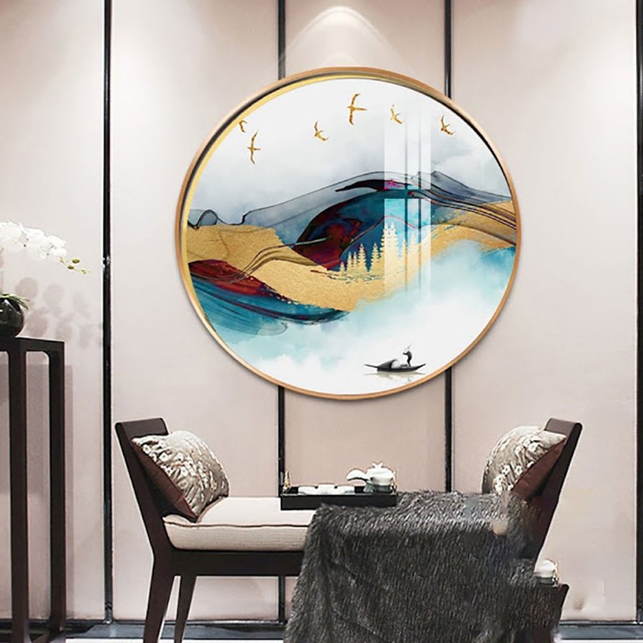 Tranh Tròn Tráng Gương Người Lái Đò Trên Sông