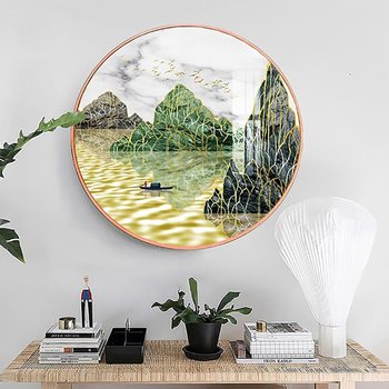 Tranh Tròn Tráng Gương Non Xanh Nước Biếc