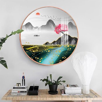 Tranh Tròn Tráng Gương Sơn Thủy Hữu Tình