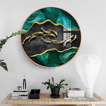 Tranh Tròn Tráng Gương Cá Chép Vàng Nghệ Thuật