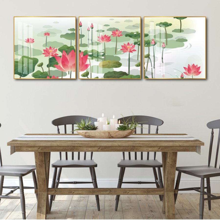 Tranh treo tường hồ sen hồng 3