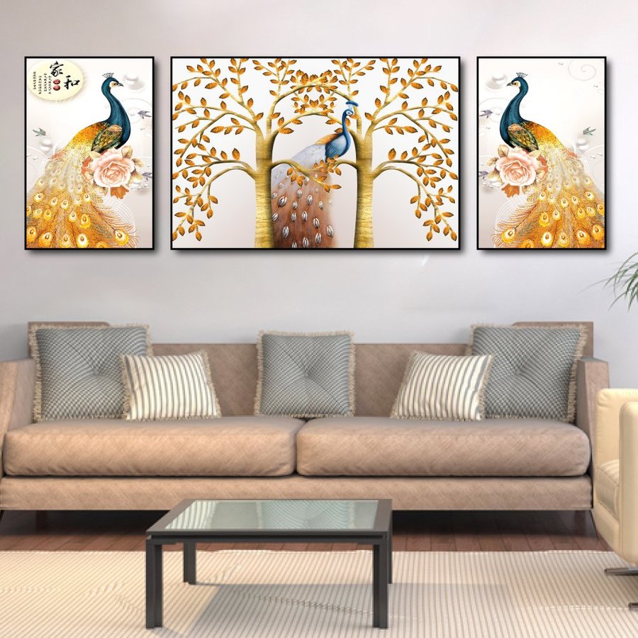 Tranh treo tường chim công cách điệu nghệ thuật (A-135)